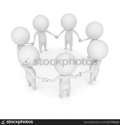 3d rendered illustration of a circle of little guys