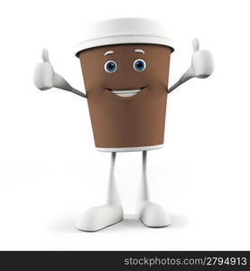 3d rendered illustration of a coffee cup character