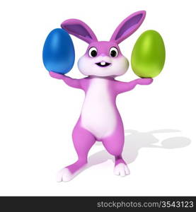 3d rendered illustration of a cute pink easter bunny