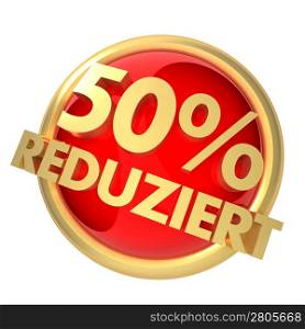 3d rendered illustration of a discount button (GERMAN)