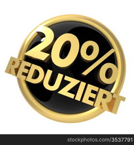 3d rendered illustration of a discount button (GERMAN)