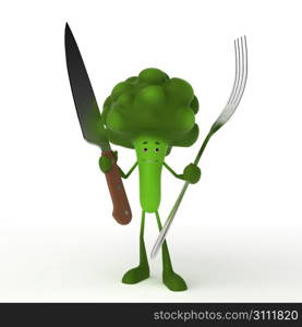 3d rendered illustration of a food character - broccoli