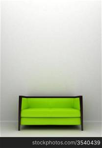 3d rendered illustration of a green leather sofa