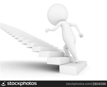 3d rendered illustration of a guy running upstairs