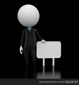 3d rendered illustration of a guy with a blank sign