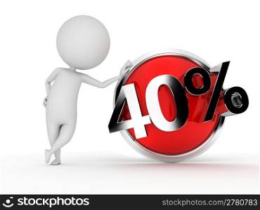 3d rendered illustration of a guy with a discount sign