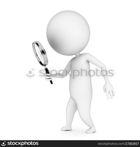 3d rendered illustration of a guy with a magnifier