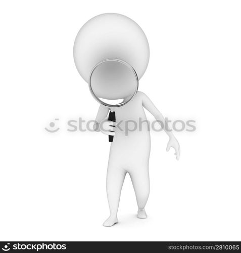 3d rendered illustration of a guy with a magnifier