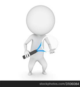 3d rendered illustration of a guy with a tennis racket