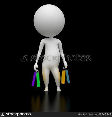 3d rendered illustration of a guy with some shopping bags