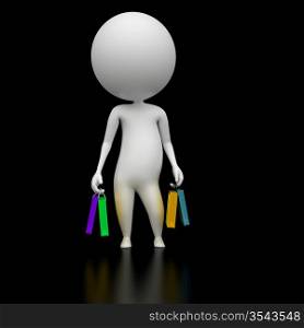 3d rendered illustration of a guy with some shopping bags