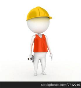 3d rendered illustration of a little worker guy