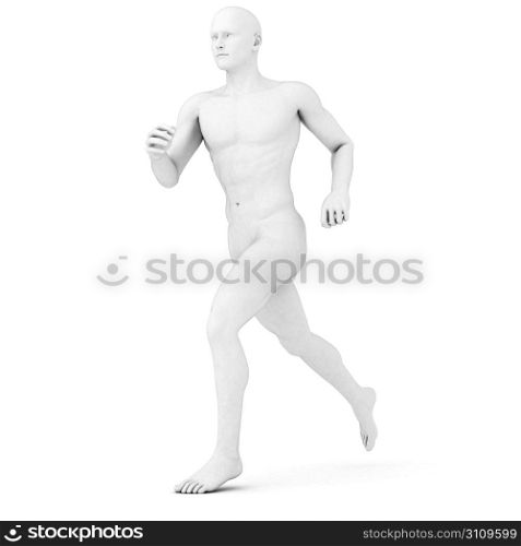 3d rendered illustration of a male jogger in grey