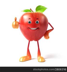 3d rendered illustration of a red apple