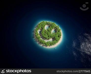 3d rendered illustration of a smiley-shaped island