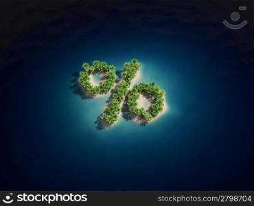 3d rendered illustration of an island forming a percent sign