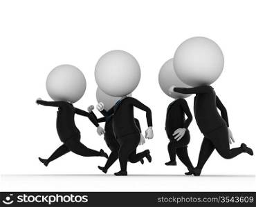 3d rendered illustration of guys in suits running