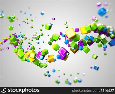 3d rendered illustration of some floating colorful cubes