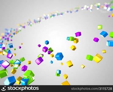 3d rendered illustration of some floating cubes