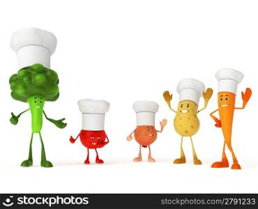 3d rendered illustration of some funny food characters