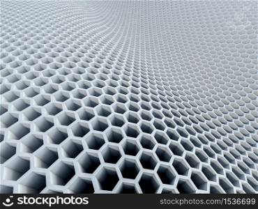 3d rendered image of hexagon pattern which have shape like wave