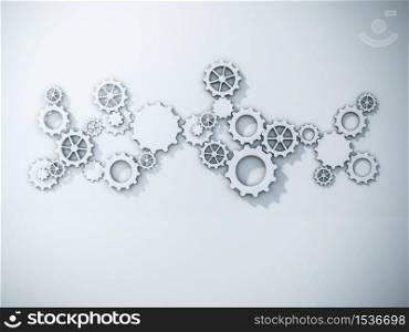 3d rendered image of machine gear on white wall for background