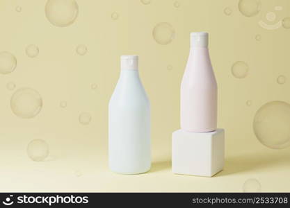 3D rendered mockup composition of two cosmetic bottles