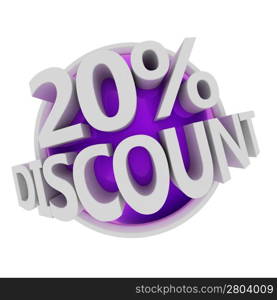 3d rendered purple discount button - 20%