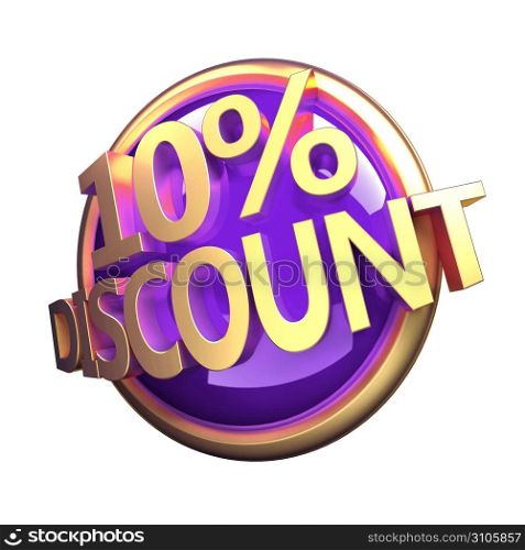 3d rendered, shiny gold purple discount button
