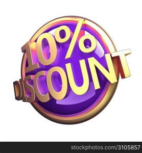 3d rendered, shiny gold purple discount button