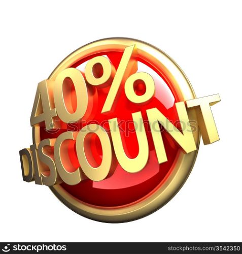 3d rendered, shiny gold red discount button