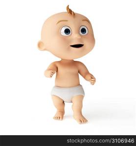 3d rendered toon illustration of a cute baby