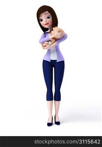 3d rendered toon illustration of a mom and her baby