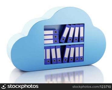 3d renderer illustration. 3d  File storage in cloud. Cloud computing concept on white bakcground