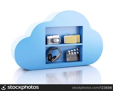 3d renderer illustration. Cloud computing concept with Multimedia icons on white background