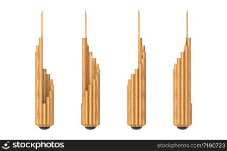 3d rendering. 180 degree round view of Thai pan pipe khean with clipping path isolated on white background.