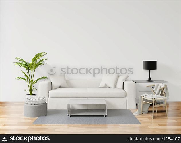 3D rendering, 3D illustration,mock up poster with vintage pastel hipster minimalism living room interior background, wooden floor