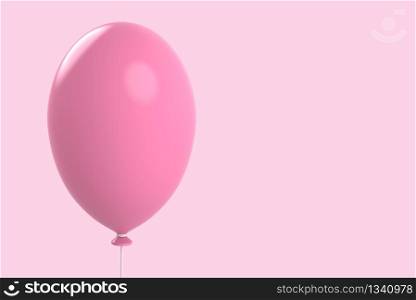 3d rendering. a Big sweet pink balloon isolated on soft color background with clipping path.Valentine love concept