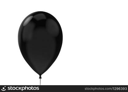 3d rendering. a black big balloon with clipping path isolated on copy space white background.