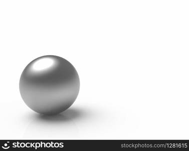 3d rendering. A Dark gray color Metal sphere ball on copy space light gray background.