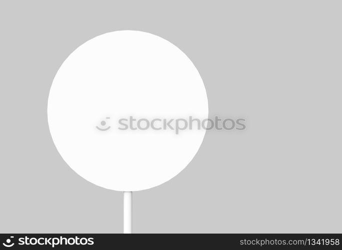 3d rendering. A empty white circle signboard isolated on gray background.