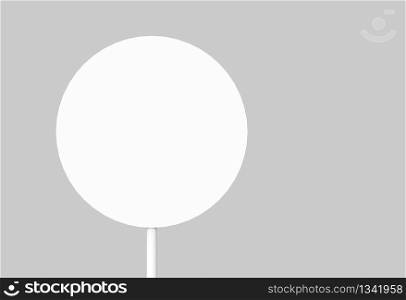 3d rendering. A empty white circle signboard isolated on gray background.