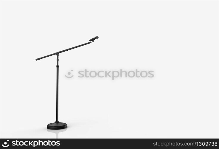 3d rendering. A microphone stand podium on white background.
