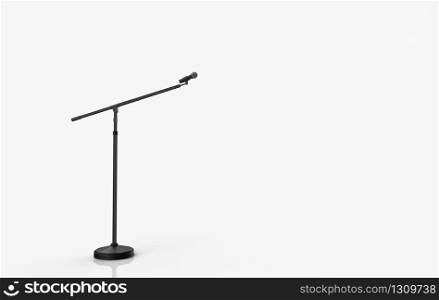 3d rendering. A microphone stand podium on white background.