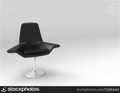 3d rendering. A Modern black palstic chair with copy space gray background.