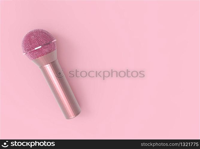 3d rendering. A Sweet soft pink microphone on pink background.