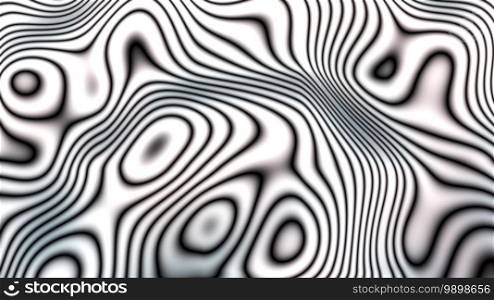 3d rendering abstract background. Computer generated wavy landscape with black and white sports and stripes. 3d rendering abstract background. Computer generated wavy landscape with black and white stripes