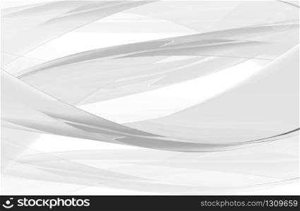 3d rendering. Abstract Futuristic Light transparent gray curve line on white background.