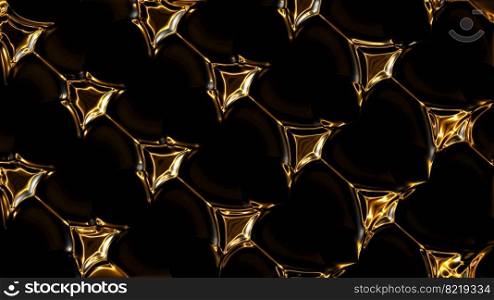 3d Rendering. Abstract gold and black light pattern with the gradient. Background black dark modern. Luxurious bright gold lines with metallic effect. 3d Rendering. Abstract gold and black light pattern with the gradient. Background black dark modern.