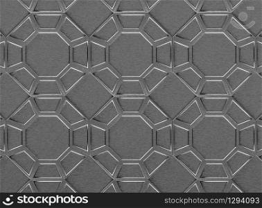 3d rendering. Abstract Hexagon pattern steel wall background.
